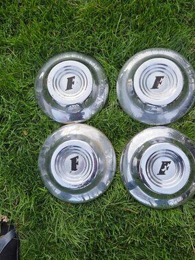 1951 Ford Dog Dish Hubcaps 10 1/8" Black "F" Rat Rod Hot Rod OEM Set of 4